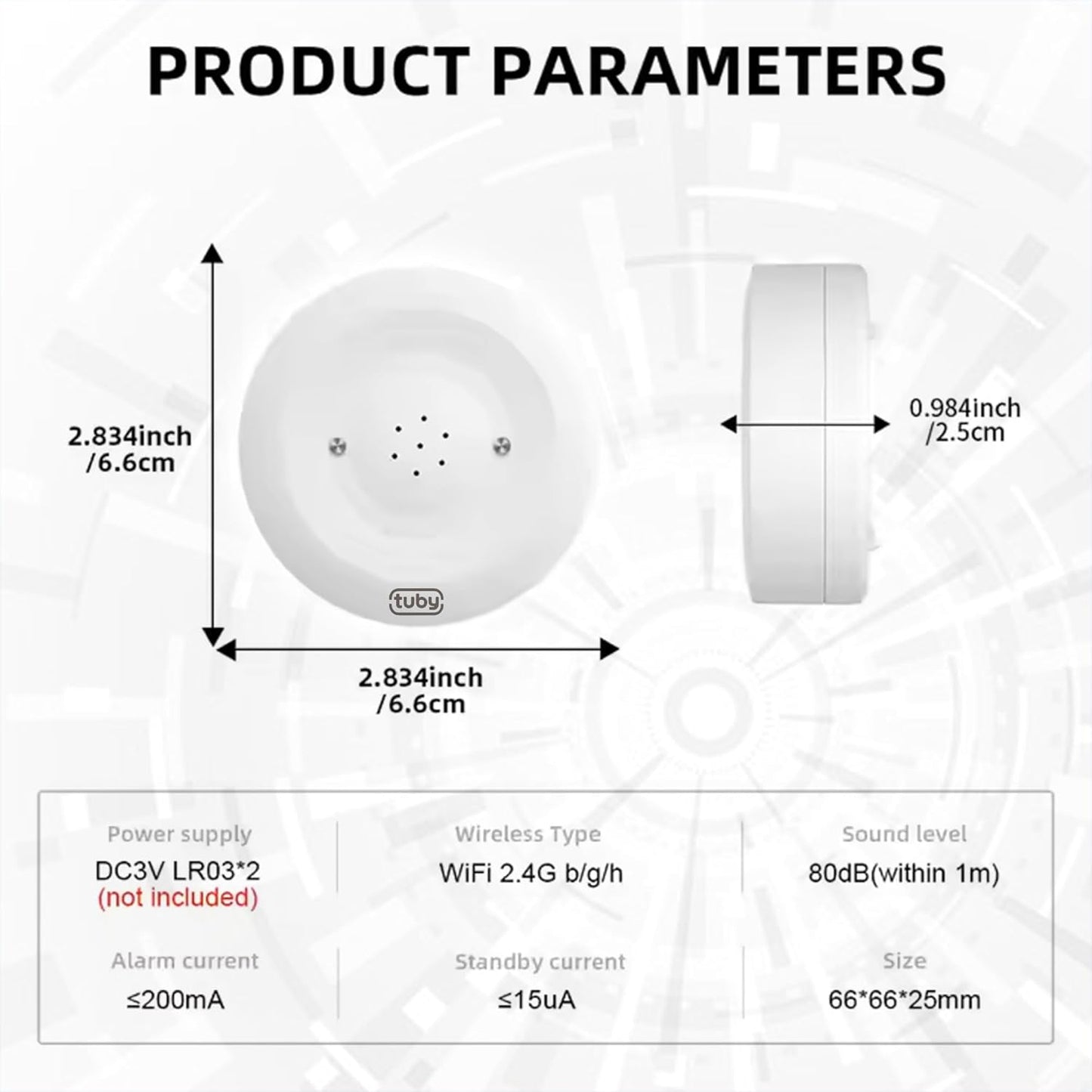 TUBY WiFi Water Leak Detector – No Hub Required, Easy Installation Smart Sensor for Home, Basement, Kitchen, Bathroom – Moisture Sensor, Wireless, IP55 80dB Alarm Flood Sensors